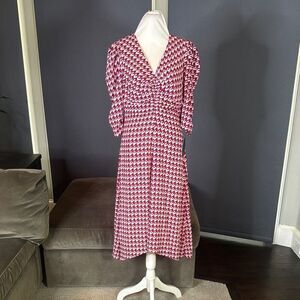Women’s Scoop Ruched Front Dress 3/4 Sleeve Houndstooth Size XS (0-2) NEW